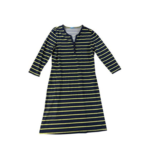 J. McLaughlin Dresses & Skirts - J McLaughlin Dress Large Catalina Cloth Lynn Henley Blue Yellow Stripe Stretch